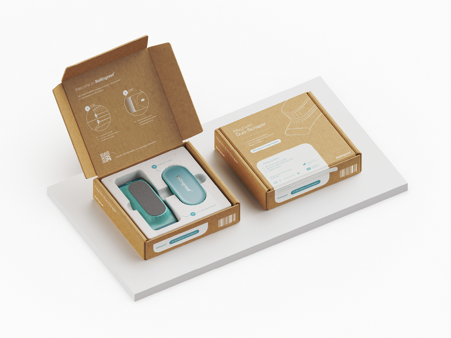 RollingReef Duo Scraper For Fish Tank Glass Cleaning